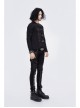 Woolen Spliced Chest Leather Hasp Lace-Up Black Punk Knit T-Shirt