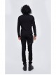 Woolen Spliced Chest Leather Hasp Lace-Up Black Punk Knit T-Shirt