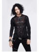 Woolen Spliced Chest Leather Hasp Lace-Up Black Punk Knit T-Shirt