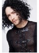 Woolen Spliced Chest Leather Hasp Lace-Up Black Punk Knit T-Shirt