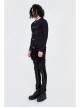 Woolen Spliced Chest Leather Hasp Lace-Up Black Punk Knit T-Shirt