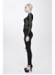 Chest Skull Palm Round Collar Long Sleeve Black Punk Mesh T-Shirt