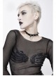 Chest Skull Palm Round Collar Long Sleeve Black Punk Mesh T-Shirt