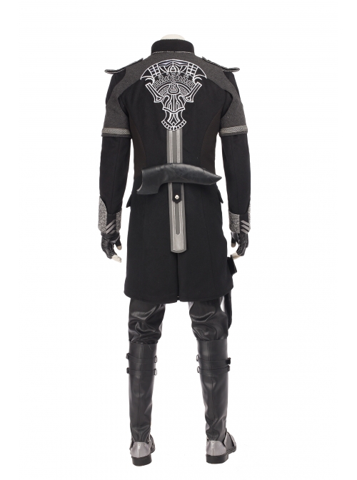 CG Movie Kingsglaive Final Fantasy XV Nyx Ulric Halloween Cosplay Costume Mid Length Black Jacket And Scabbard