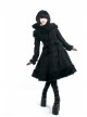 Gothic Female Black Retro Patterned Plaid Hooded Shawl Medium Long Coat