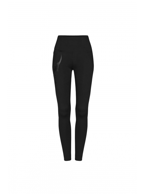 Steam Punk Female Black Elastic Bat High Waist Leggings