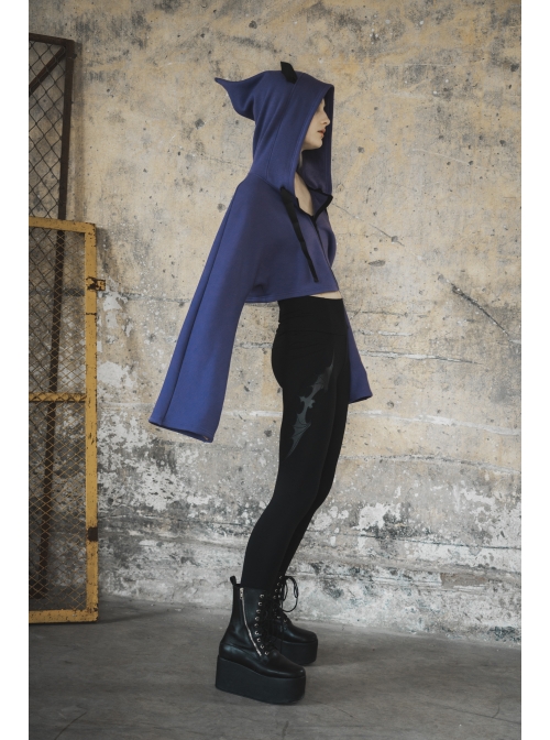 Steam Punk Female Black Elastic Bat High Waist Leggings