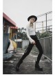 Steam Punk Diablo War-Hee Female Detachable Loop Denim Skinny Jeans