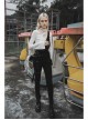 Steam Punk Diablo War-Hee Female Detachable Loop Denim Skinny Jeans