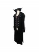 Gothic Triangle Metal Button Wine Velveteen Fake Two Pieces Shawl Collar Black Velveteen Coats