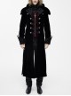 Gothic Triangle Metal Button Wine Velveteen Fake Two Pieces Shawl Collar Black Velveteen Coats