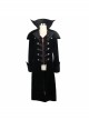 Gothic Triangle Metal Button Wine Velveteen Fake Two Pieces Shawl Collar Black Velveteen Coats