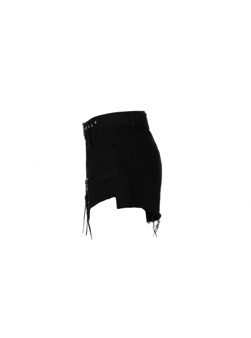 Steam Punk Female Casual Heart Belt Metal Zipper Shorts