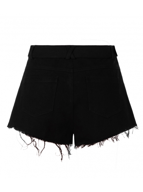 Steam Punk Female Casual Heart Belt Metal Zipper Shorts