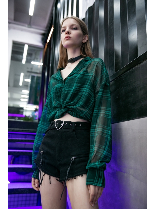 Steam Punk Female Casual Heart Belt Metal Zipper Shorts