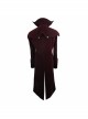 Gothic Triangle Metal Button Black Velveteen Fake Two Pieces Shawl Collar Wine Velveteen Coats