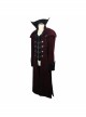 Gothic Triangle Metal Button Black Velveteen Fake Two Pieces Shawl Collar Wine Velveteen Coats