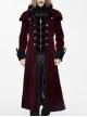 Gothic Triangle Metal Button Black Velveteen Fake Two Pieces Shawl Collar Wine Velveteen Coats