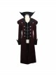 Gothic Triangle Metal Button Black Velveteen Fake Two Pieces Shawl Collar Wine Velveteen Coats