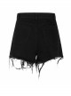 Steam Punk Casual Female Rose Embroidery Black Denim Shorts