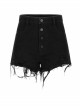 Steam Punk Casual Female Rose Embroidery Black Denim Shorts