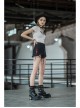 Steam Punk Casual Female Rose Embroidery Black Denim Shorts