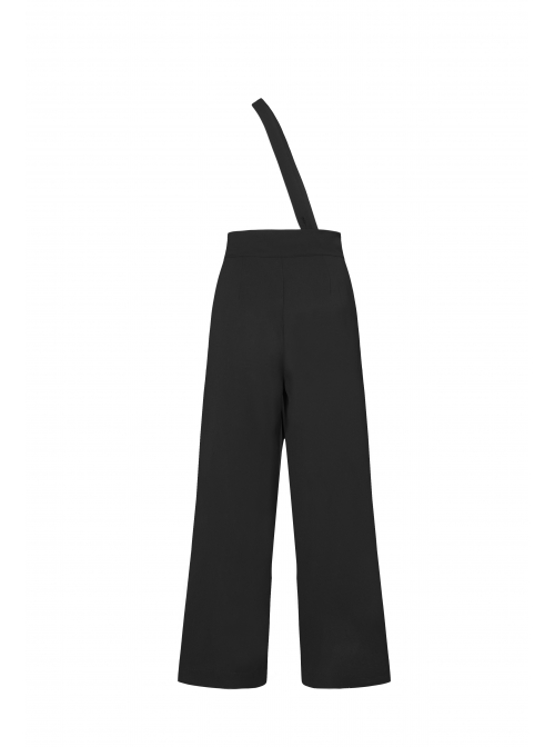 Steam Punk Female High Waist Wide Legged Stitching Strap Pants