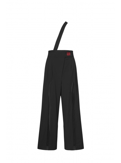 Steam Punk Female High Waist Wide Legged Stitching Strap Pants