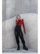 Steam Punk Female High Waist Wide Legged Stitching Strap Pants