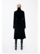 Gothic Center Front Splicing Plum Big Frog Women Black Velveteen Coat