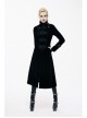 Gothic Center Front Splicing Plum Big Frog Women Black Velveteen Coat