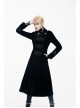 Gothic Center Front Splicing Plum Big Frog Women Black Velveteen Coat