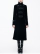 Gothic Center Front Splicing Plum Big Frog Women Black Velveteen Coat