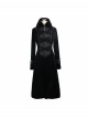 Gothic Center Front Splicing Plum Big Frog Women Black Velveteen Coat