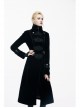 Gothic Center Front Splicing Plum Big Frog Women Black Velveteen Coat