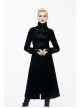 Gothic Center Front Splicing Plum Big Frog Women Black Velveteen Coat