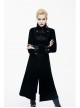 Gothic Center Front Splicing Plum Big Frog Women Black Velveteen Coat
