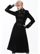 Gothic Center Front Splicing Plum Big Frog Women Black Velveteen Coat