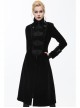 Gothic Center Front Splicing Plum Big Frog Women Black Velveteen Coat