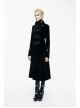 Gothic Center Front Splicing Plum Big Frog Women Black Velveteen Coat
