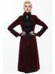 Gothic Black Embossed Patterned Velveteen Center Front Splicing Plum Big Frog Red Velveteen Women Coat