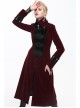 Gothic Black Embossed Patterned Velveteen Center Front Splicing Plum Big Frog Red Velveteen Women Coat