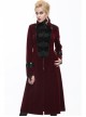 Gothic Black Embossed Patterned Velveteen Center Front Splicing Plum Big Frog Red Velveteen Women Coat