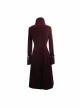 Gothic Black Embossed Patterned Velveteen Center Front Splicing Plum Big Frog Red Velveteen Women Coat