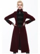 Gothic Black Embossed Patterned Velveteen Center Front Splicing Plum Big Frog Red Velveteen Women Coat