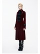 Gothic Black Embossed Patterned Velveteen Center Front Splicing Plum Big Frog Red Velveteen Women Coat