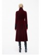 Gothic Black Embossed Patterned Velveteen Center Front Splicing Plum Big Frog Red Velveteen Women Coat