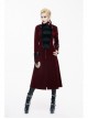 Gothic Black Embossed Patterned Velveteen Center Front Splicing Plum Big Frog Red Velveteen Women Coat