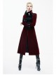 Gothic Black Embossed Patterned Velveteen Center Front Splicing Plum Big Frog Red Velveteen Women Coat