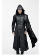 Punk Hooded Removeable One Side Shawl  Gothic Patterned Leather Collar Tree Patterned Glued Suede Men Black Coat
